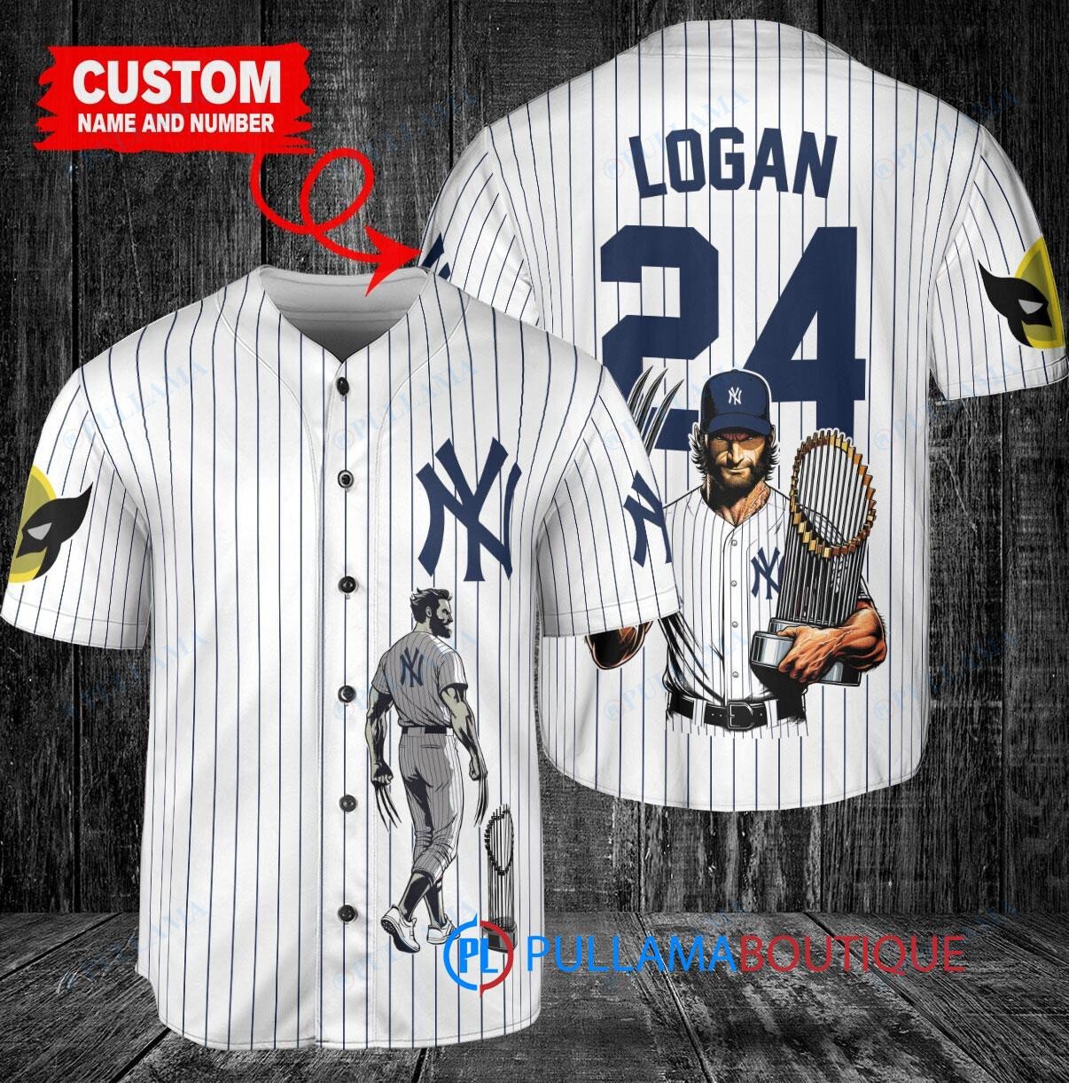 New York Yankees x Wolverine Logan with Trophy Custom Baseball Jersey White