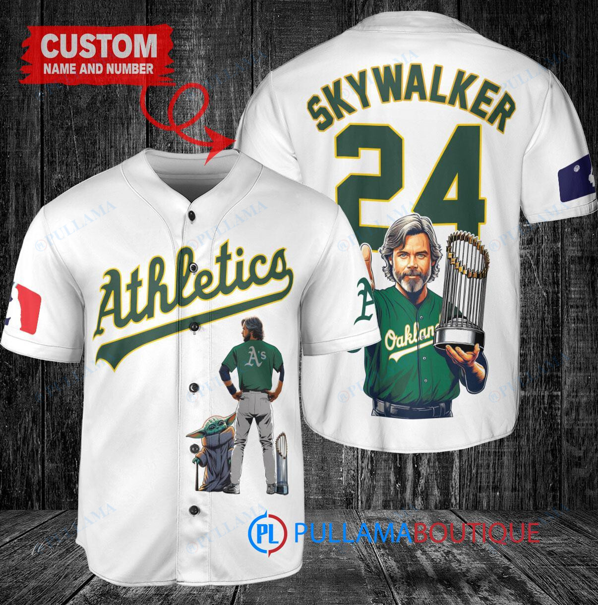 Oakland Athletics Luke Skywalker Star Wars Trophy Baseball Jersey White