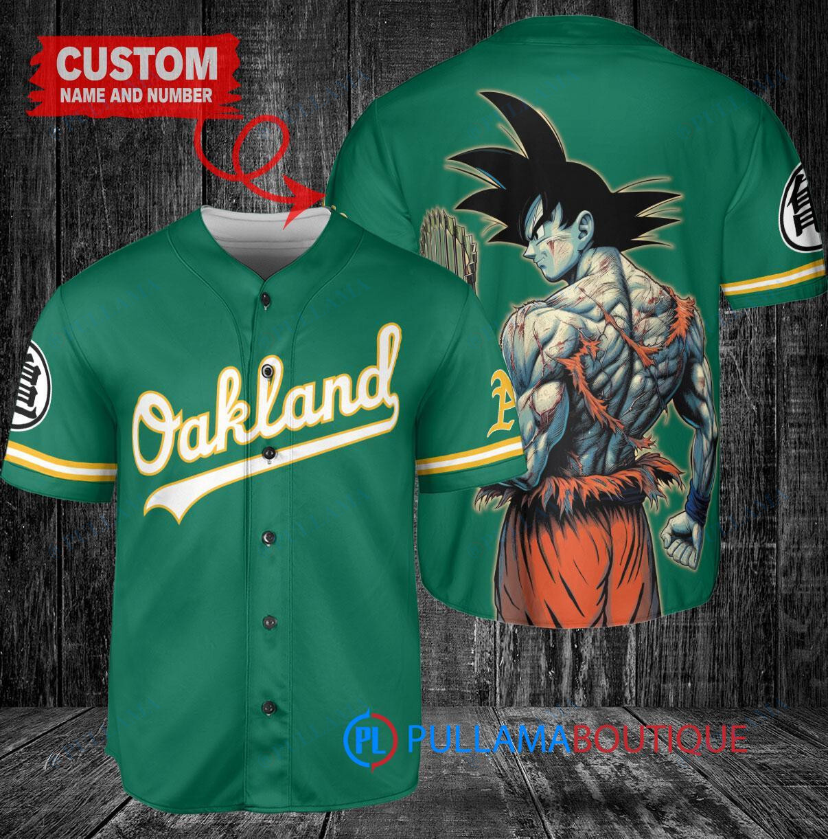 Oakland Athletics Son Goku Super Saiyan Dragon Ball Z Baseball Jersey Green