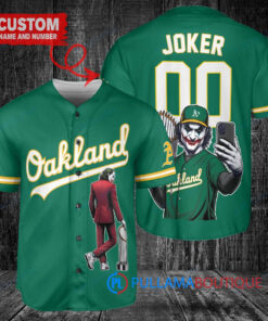 Oakland Athletics x Joker DC Comics with Trophy Custom Baseball Jersey Green