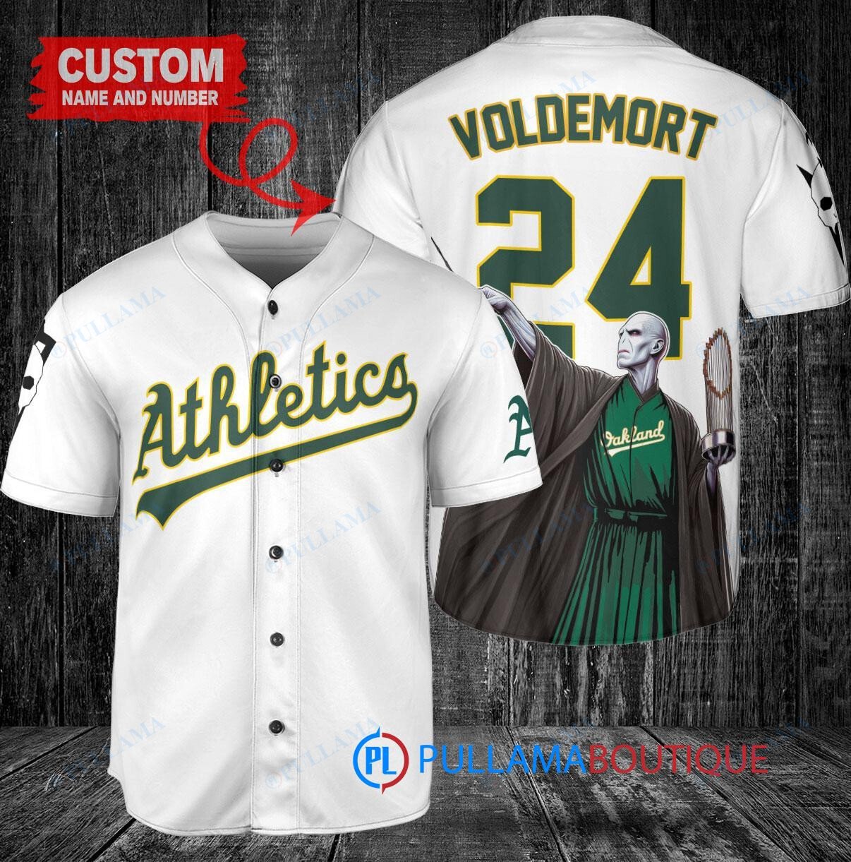 Oakland Athletics x Lord Voldemort Harry Potter with Trophy Custom Baseball Jersey White
