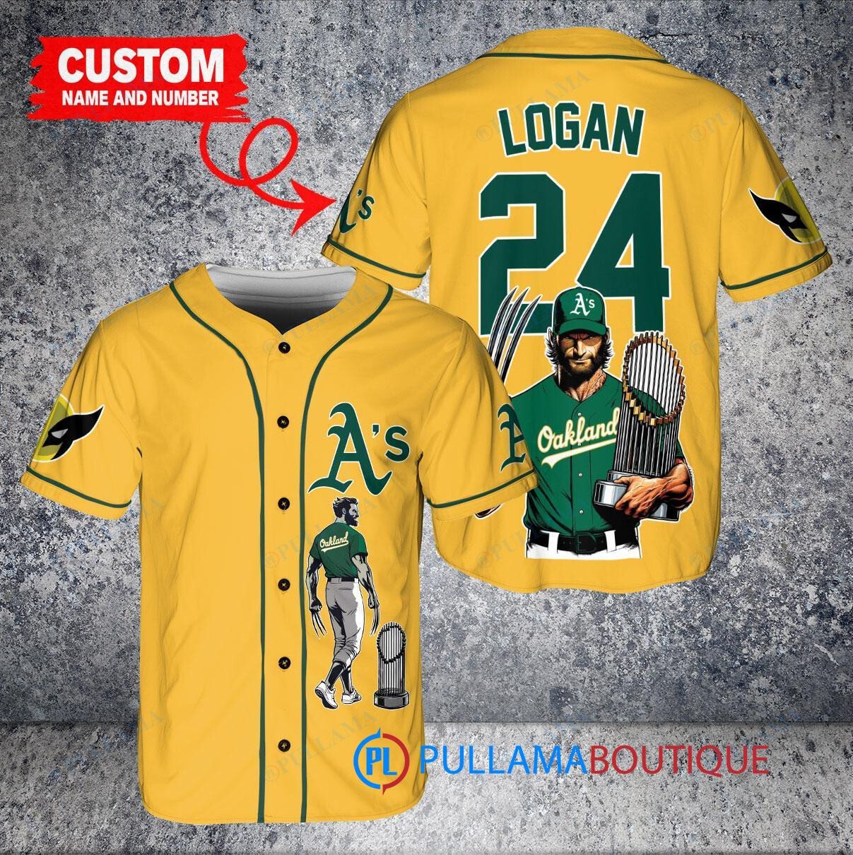 Oakland Athletics x Wolverine Logan with Trophy Custom Baseball Jersey Gold
