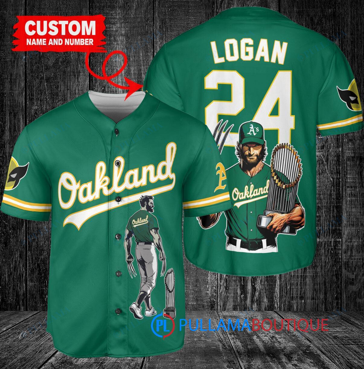 Oakland Athletics x Wolverine Logan with Trophy Custom Baseball Jersey Green
