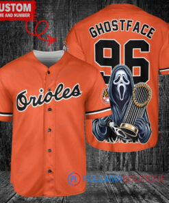 Orioles Ghostface Scream Halloween World Series Trophy Baseball Jersey - Orange