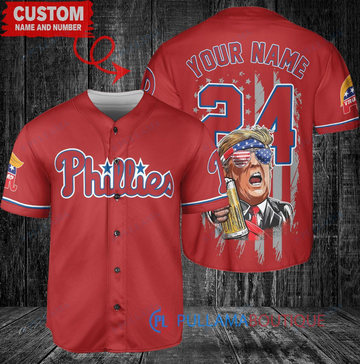 Philadelphia Phillies x Limited Edition with World Series Trophy Custom Baseball Jersey Red