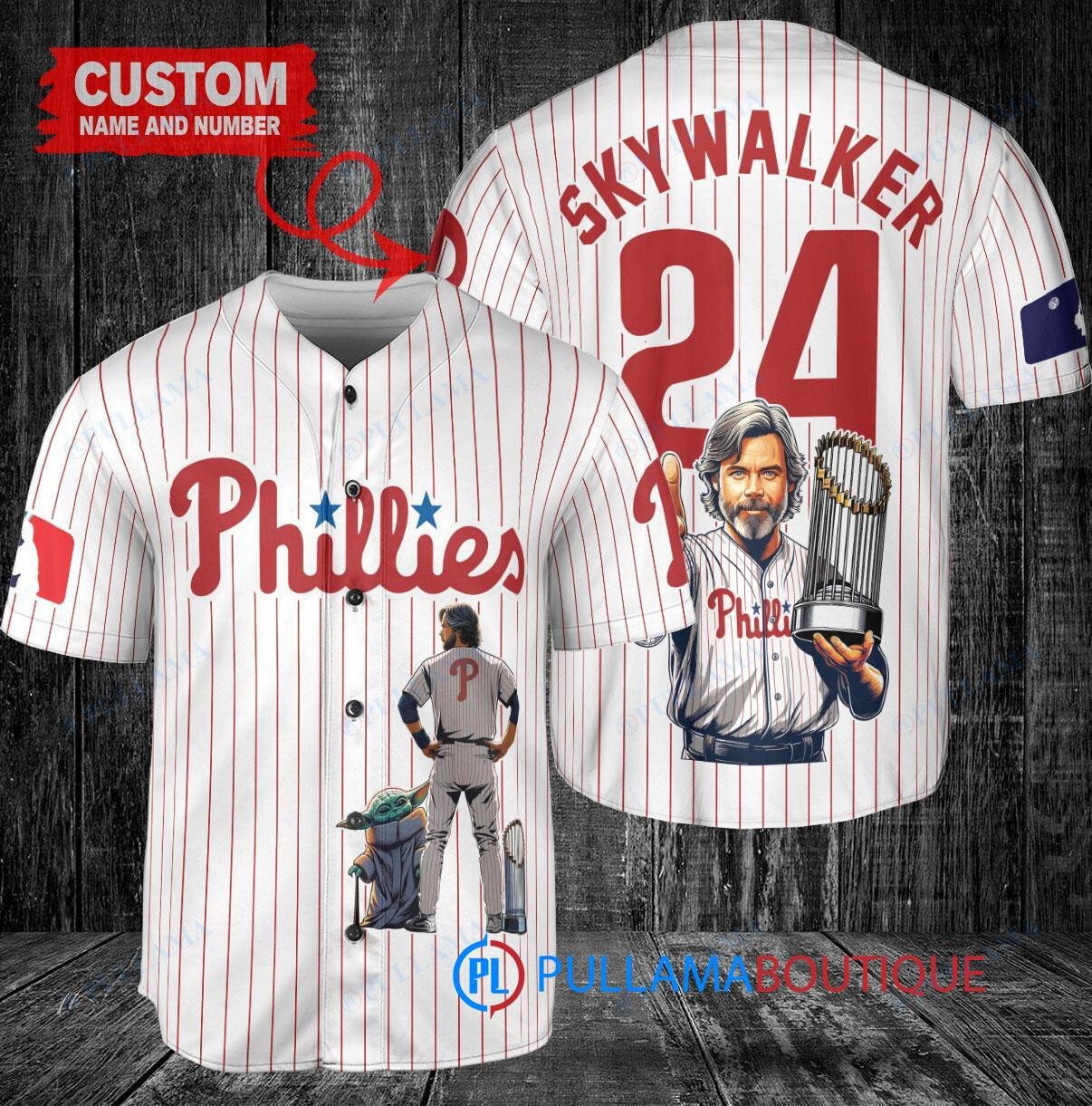 Philadelphia Phillies x Luke Skywalker Star Wars with Trophy Custom Baseball Jersey White