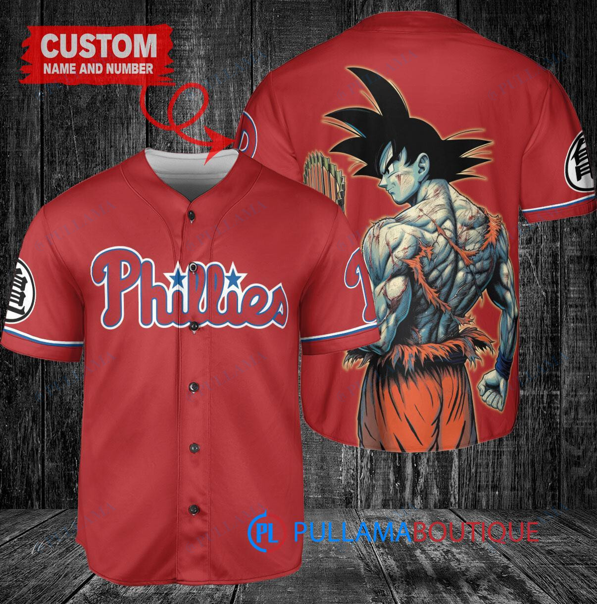 Philadelphia Phillies x Son Goku Kakarot Super Saiyan Dragon Ball Z with Trophy Baseball Jersey Red