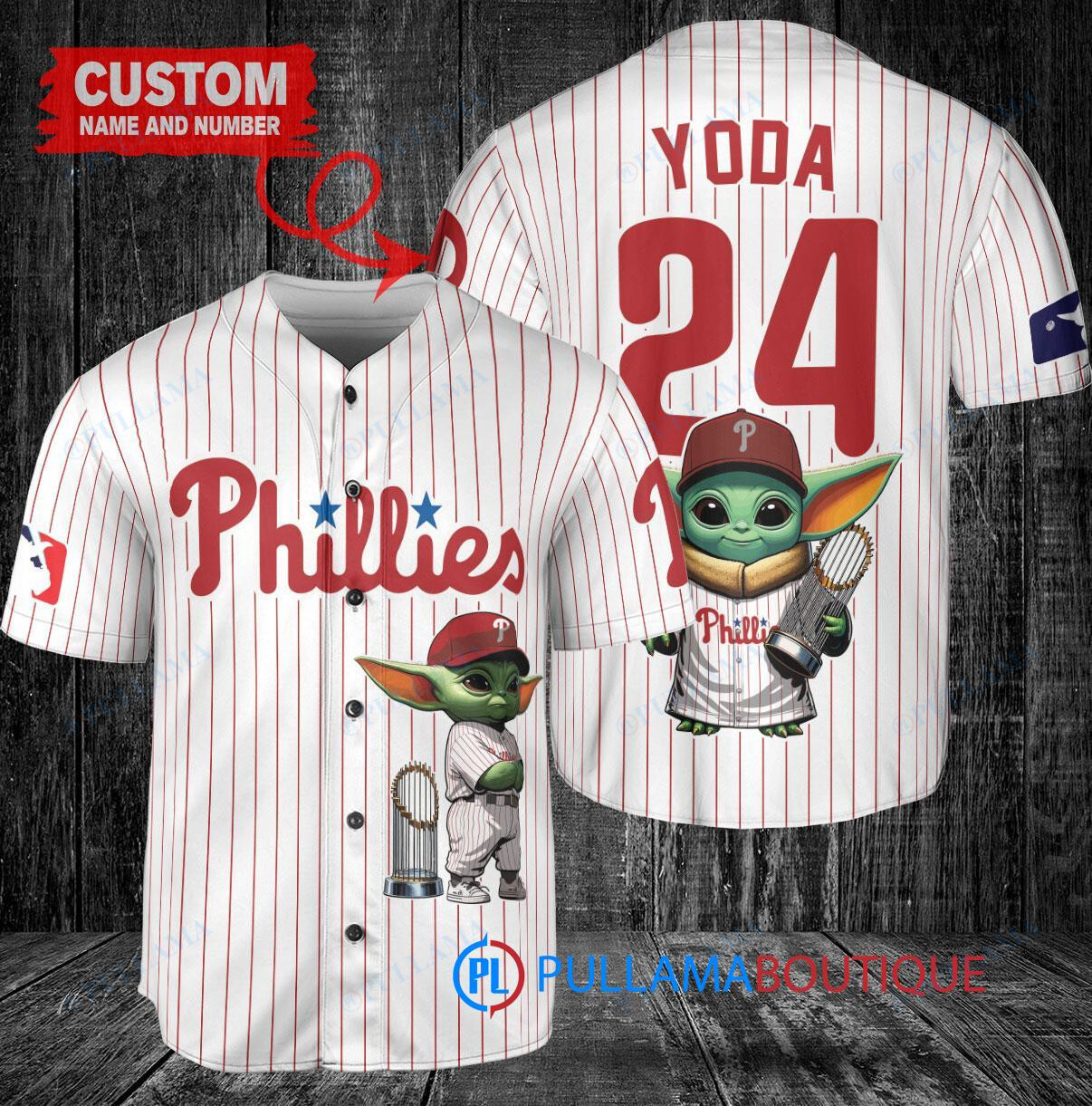 Phillies x Baby Yoda Star Wars Mandalorian Trophy Baseball Jersey White