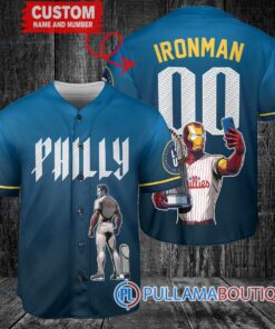 Phillies x Iron Man Tony Stark Baseball Jersey - Light Blue City Connect