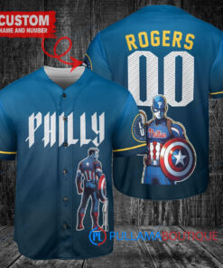 Phillies x Marvel Captain America Steve Rogers Baseball Jersey - Blue City Connect