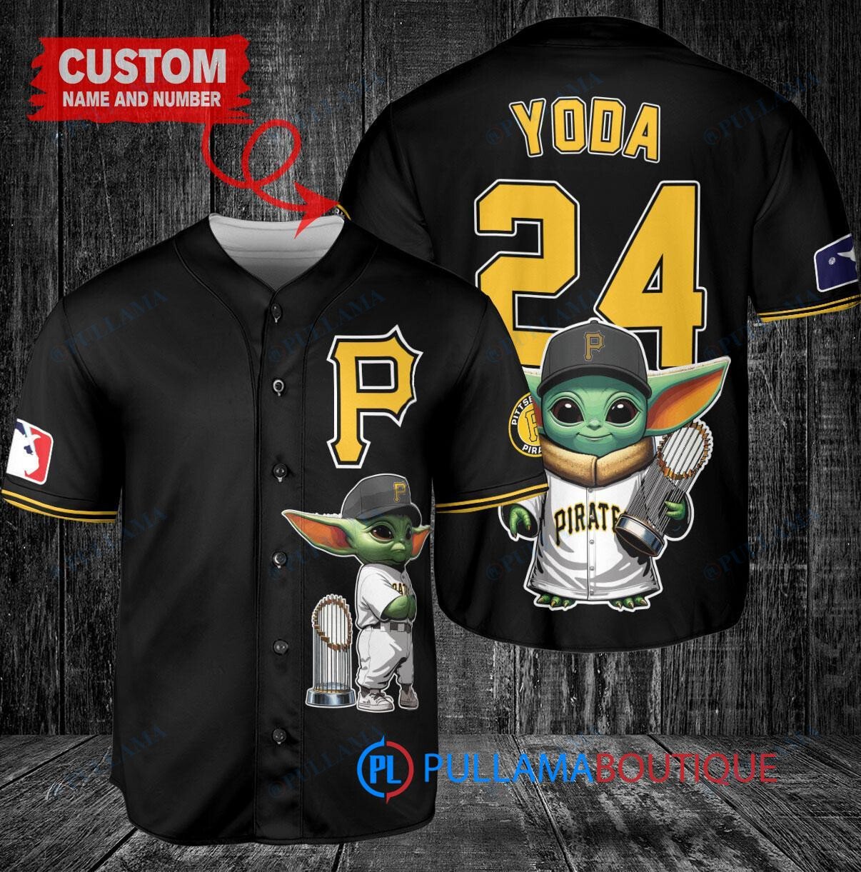 Pittsburgh Pirates Baby Yoda Star Wars Mandalorian Baseball Jersey Black