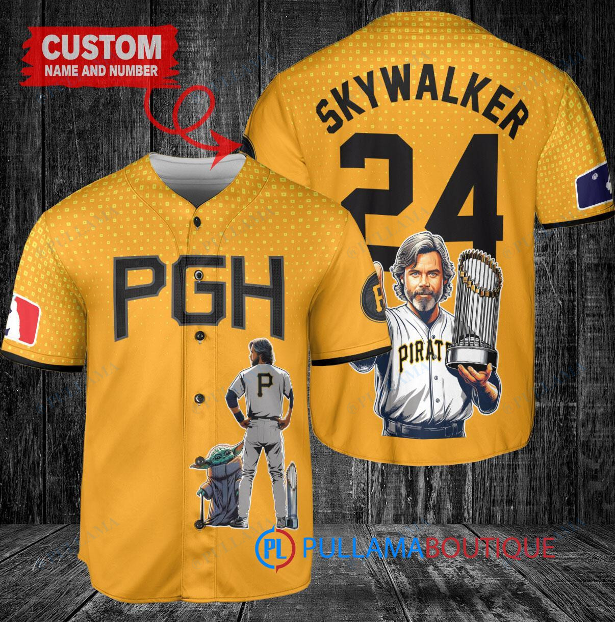 Pittsburgh Pirates Luke Skywalker Star Wars Jersey Gold City Connect Trophy