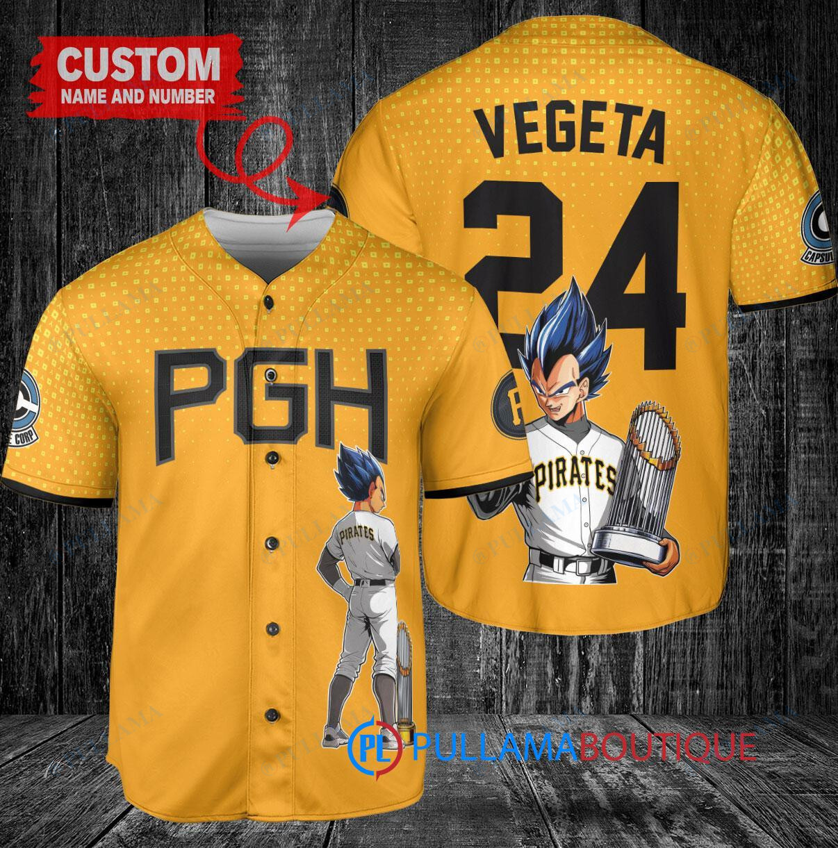Pittsburgh Pirates Vegeta Super Saiyan Dragon Ball Z Baseball Jersey Gold City Connect