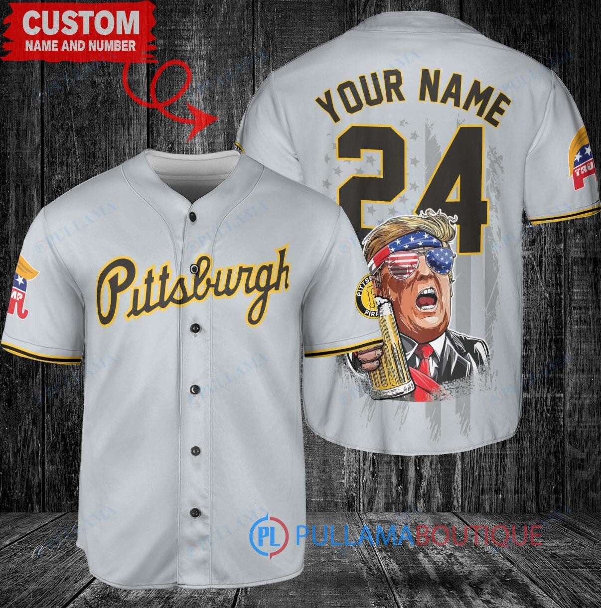 Pittsburgh Pirates x Limited Edition with World Series Trophy Custom Baseball Jersey Gray