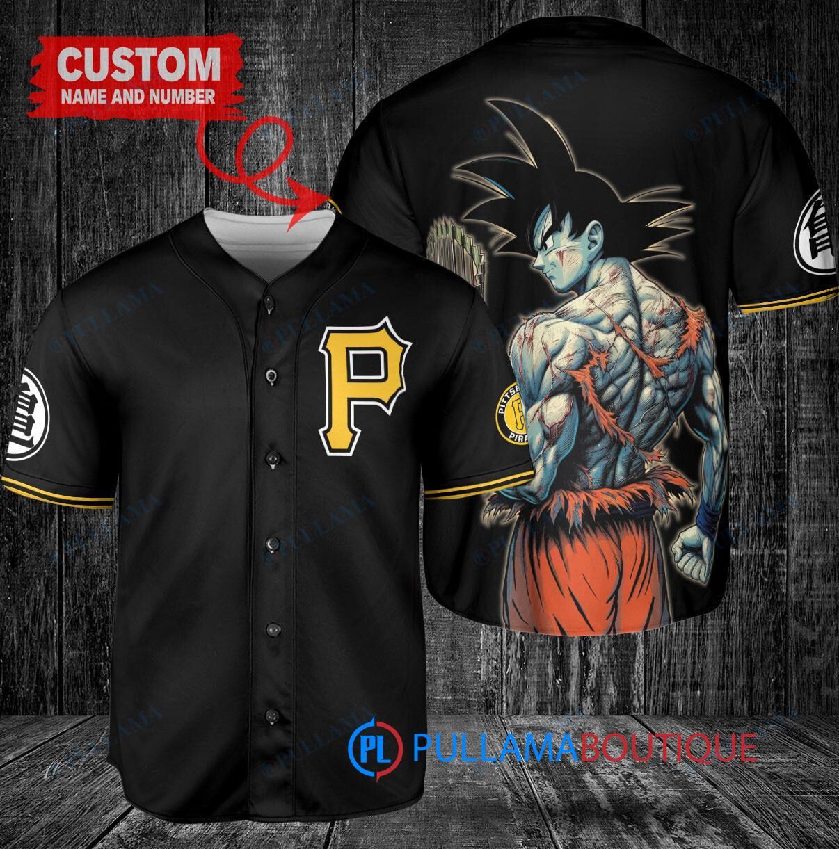 Pittsburgh Pirates x Son Goku Kakarot Super Saiyan Dragon Ball Z with Trophy Baseball Jersey Black