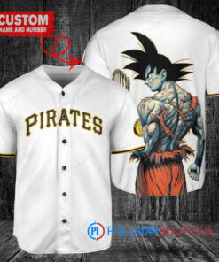 Pittsburgh Pirates x Son Goku Kakarot Super Saiyan Dragon Ball Z with Trophy Baseball Jersey White