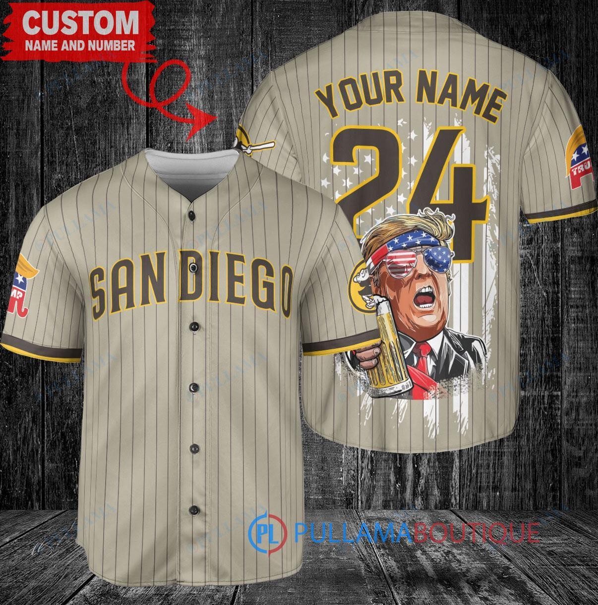 San Diego Padres Limited Edition World Series Trophy Baseball Jersey Tan