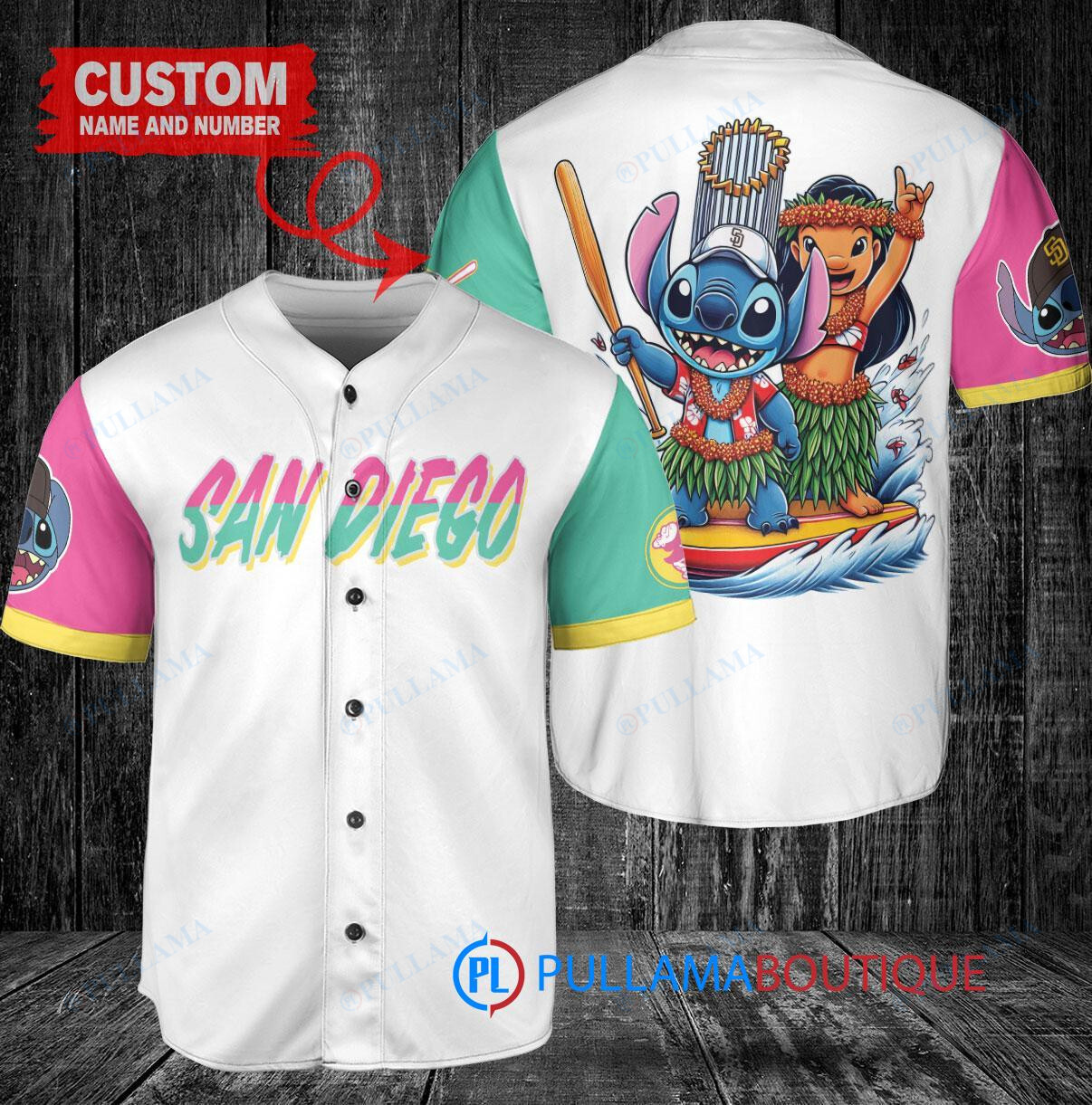 San Diego Padres x Lilo & Stitch with Trophy Baseball Jersey White City Connect