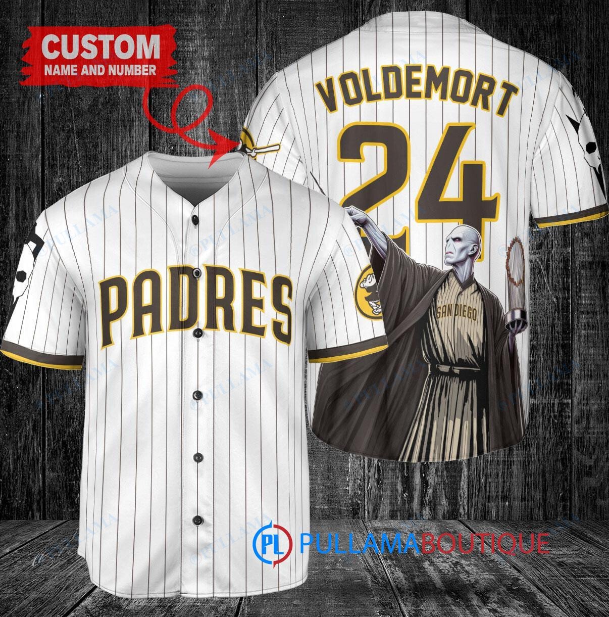 San Diego Padres x Lord Voldemort Harry Potter with Trophy Custom Baseball Jersey White