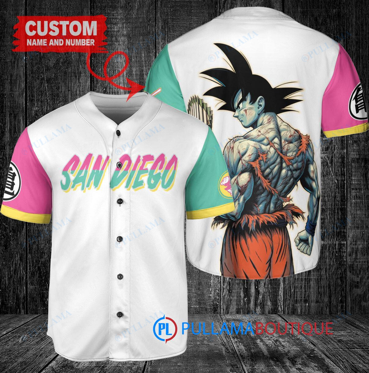 San Diego Padres x Son Goku Kakarot Super Saiyan Dragon Ball Z with Trophy Baseball Jersey White City Connect