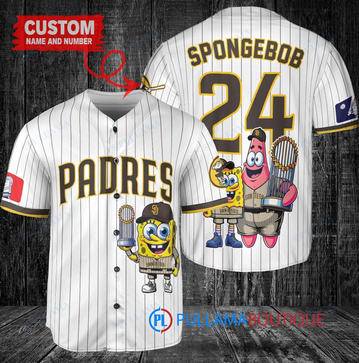 San Diego Padres x SpongeBob SquarePants with Trophy Custom Baseball Jersey White