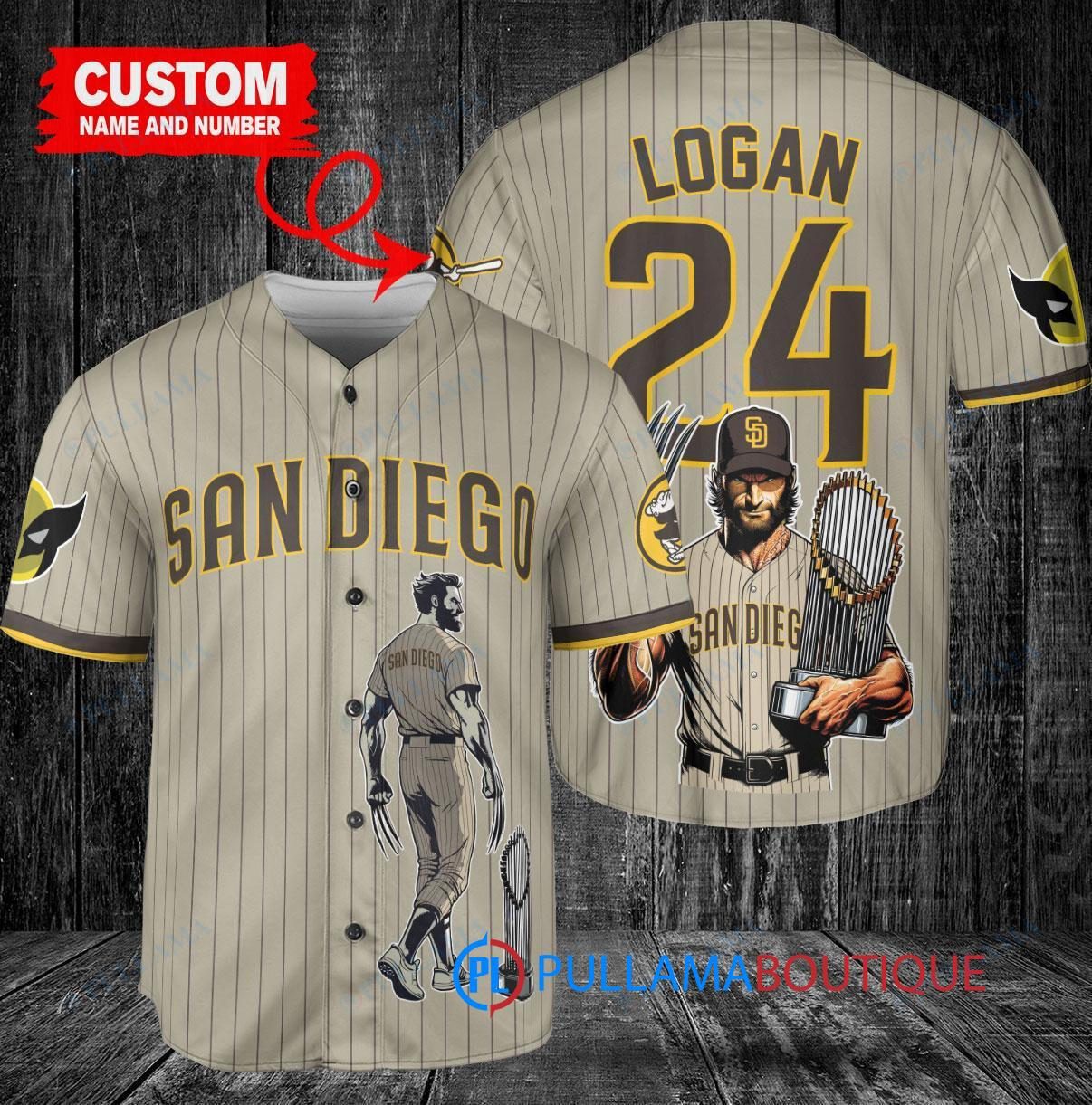 San Diego Padres x Wolverine Logan with Trophy Custom Baseball Jersey Tan