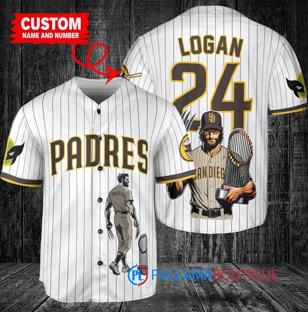 San Diego Padres x Wolverine Logan with Trophy Custom Baseball Jersey White