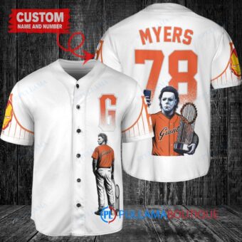 San Francisco Giants x Halloween Michael Myers with Trophy Custom Baseball Jersey White City Connect