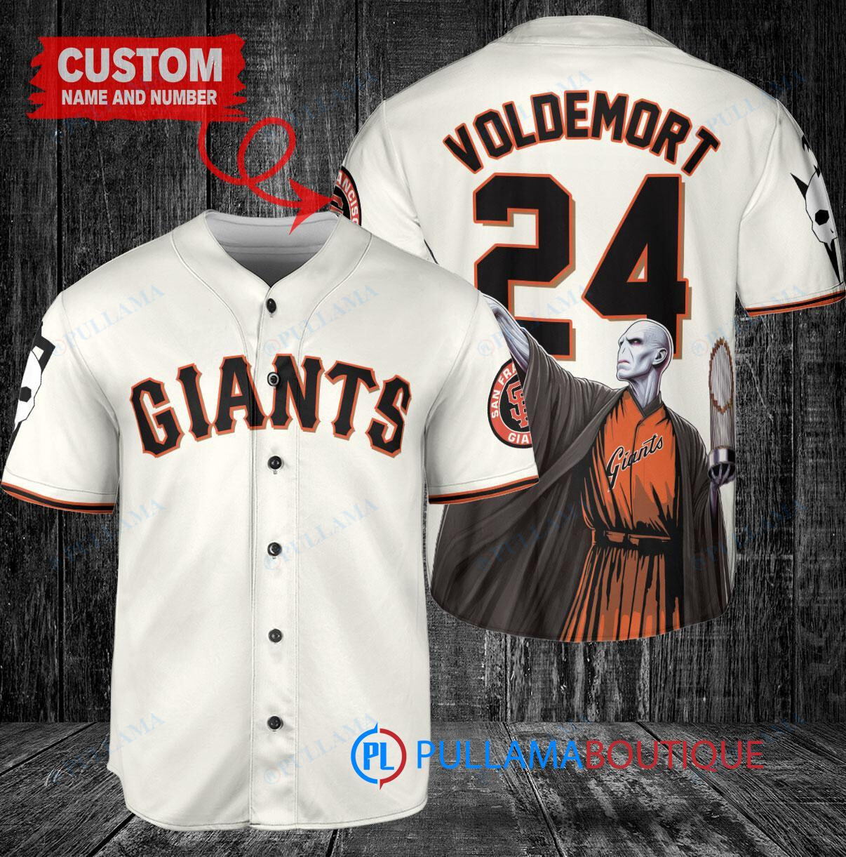 San Francisco Giants x Lord Voldemort Harry Potter with Trophy Custom Baseball Jersey Cream