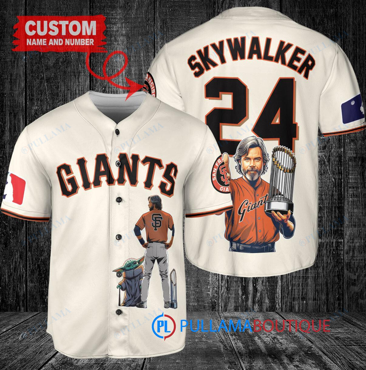 San Francisco Giants x Luke Skywalker Star Wars with Trophy Custom Baseball Jersey Cream