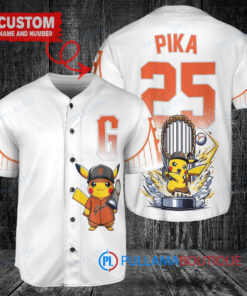 San Francisco Giants x Pikachu Pokemon with Trophy Custom Baseball Jersey White City Connect
