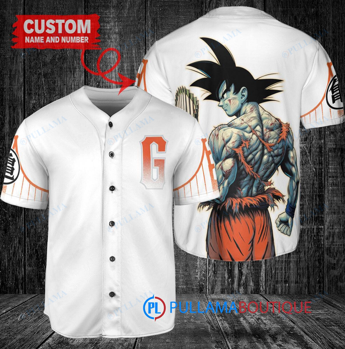 San Francisco Giants x Son Goku Kakarot Super Saiyan Dragon Ball Z with Trophy Baseball Jersey White City Connect