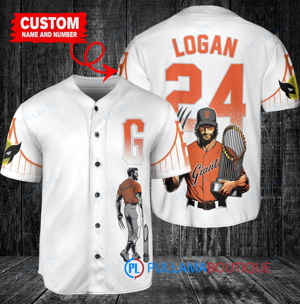 San Francisco Giants x Wolverine Logan with Trophy Custom Baseball Jersey White City Connect