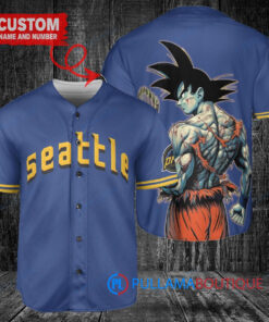 Seattle Mariners Son Goku Super Saiyan DBZ Baseball Jersey - Royal City Connect