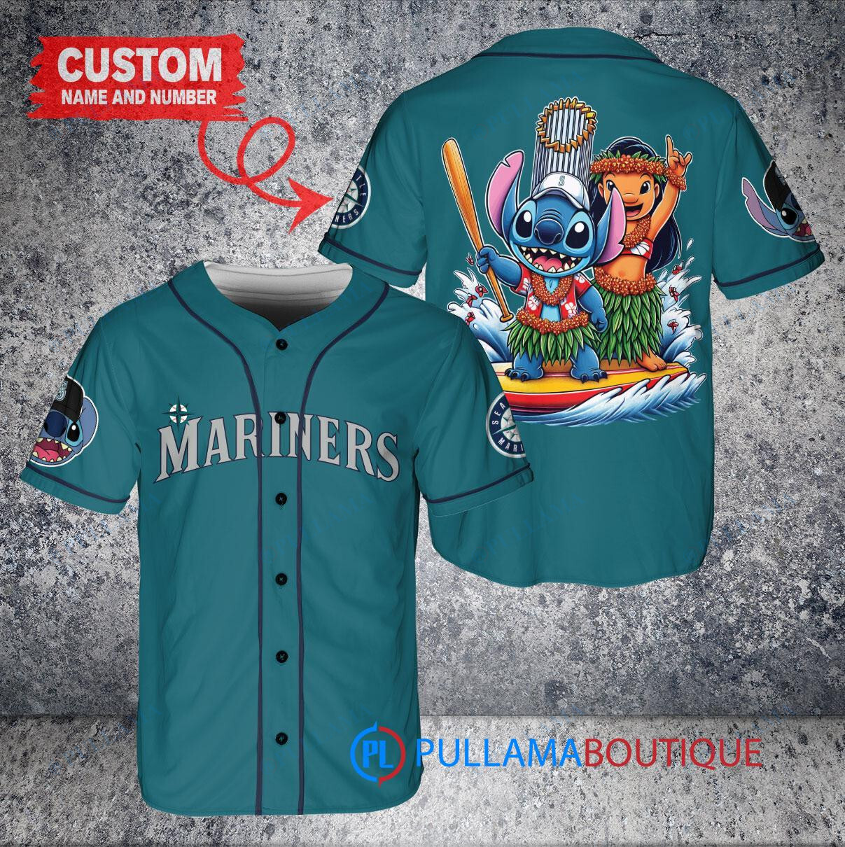 Seattle Mariners x Lilo & Stitch with Trophy Baseball Jersey Aqua