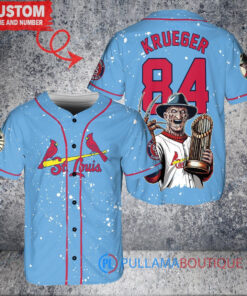 St. Louis Cardinals Freddy Krueger Halloween Baseball Jersey - Light Blue