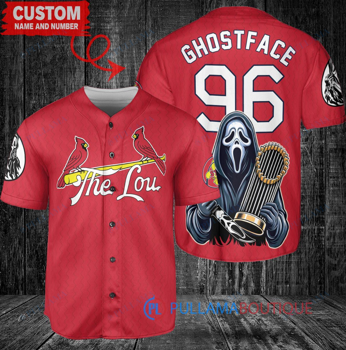 St. Louis Cardinals Ghostface Scream Halloween World Series Trophy Baseball Jersey Red