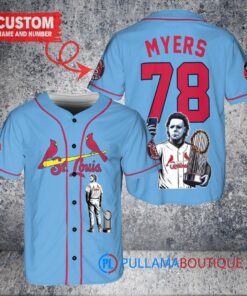 St. Louis Cardinals Halloween Michael Myers Baseball Jersey - Light Blue