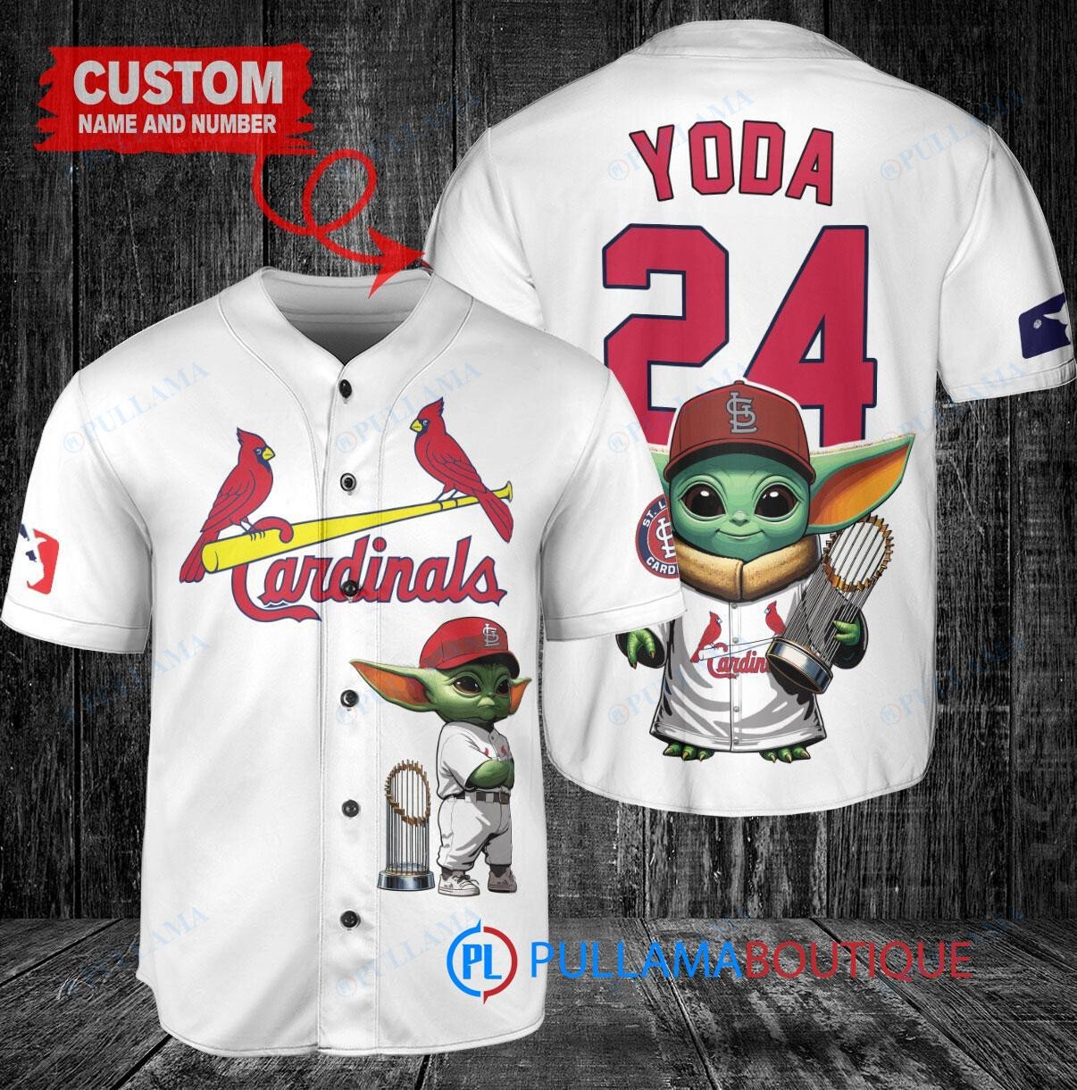 St. Louis Cardinals x Baby Yoda Star Wars The Mandalorian with Trophy Custom Baseball Jersey White