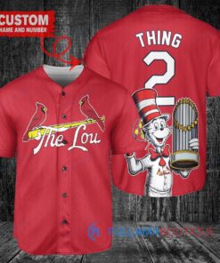 St. Louis Cardinals x Dr Seuss with World Series Trophy Custom Baseball Jersey Red City Connect
