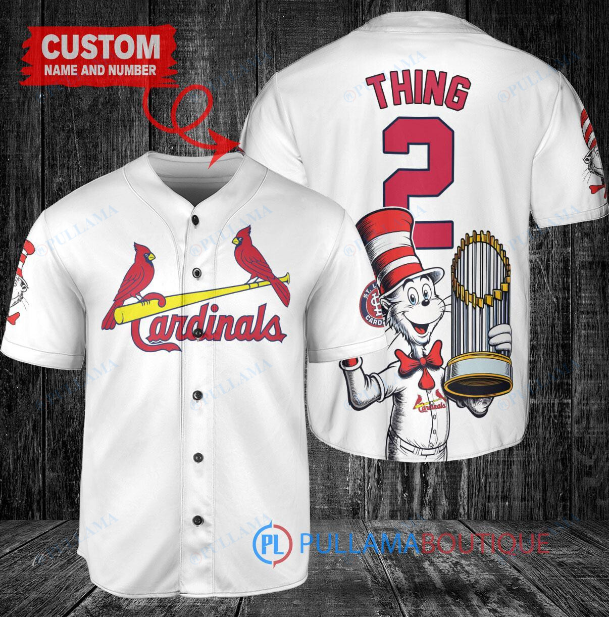 St. Louis Cardinals x Dr Seuss World Series Trophy Baseball Jersey White