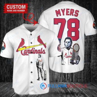 St. Louis Cardinals x Halloween Michael Myers with Trophy Custom Baseball Jersey White