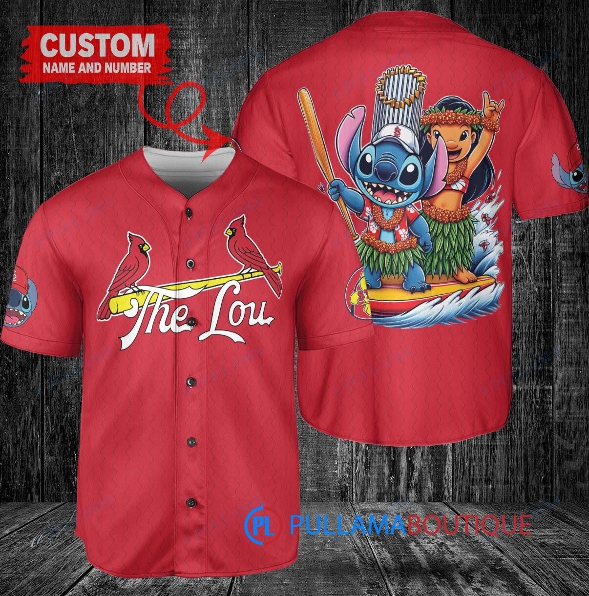St. Louis Cardinals x Lilo & Stitch with Trophy Baseball Jersey Red City Connect