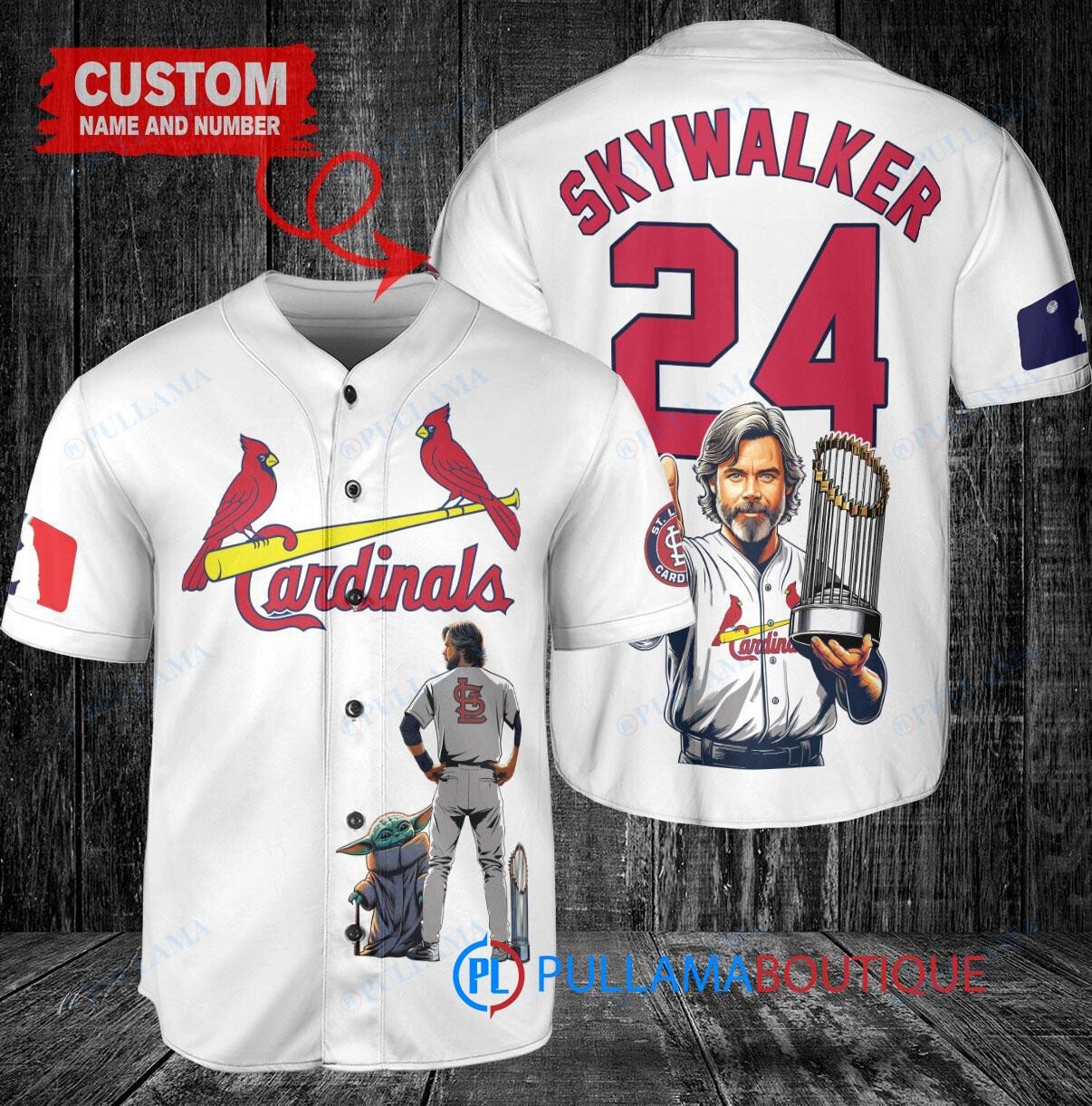 St. Louis Cardinals x Luke Skywalker Star Wars with Trophy Custom Baseball Jersey White
