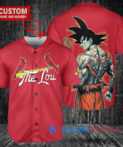 St. Louis Cardinals x Son Goku Kakarot Super Saiyan Dragon Ball Z with Trophy Baseball Jersey Red City Connect