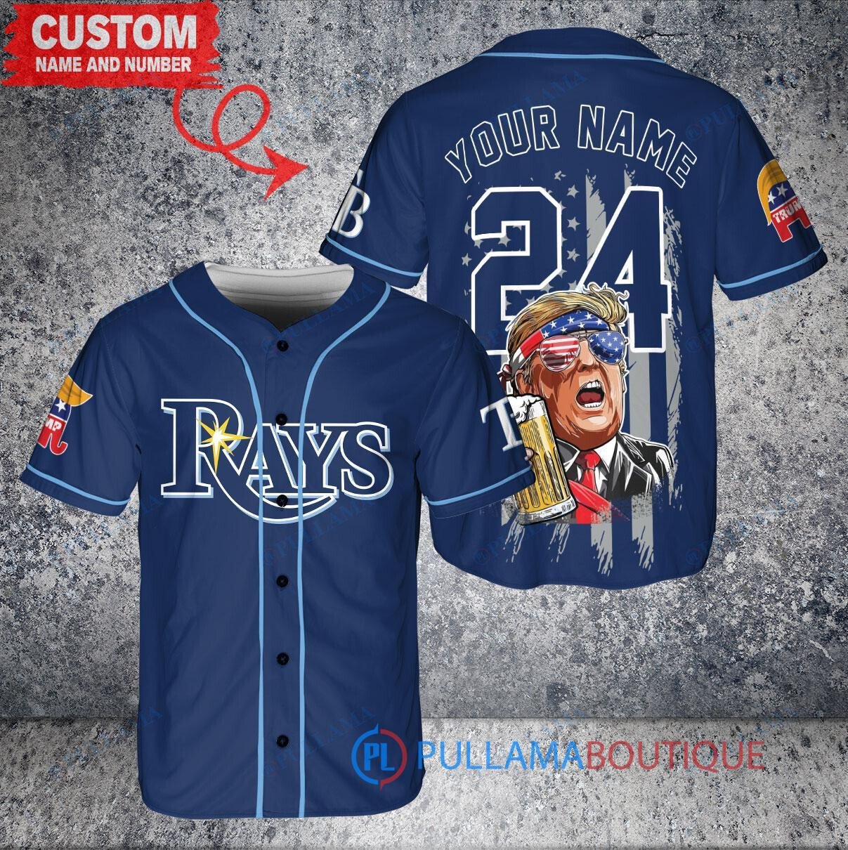 Tampa Bay Rays x Limited Edition with World Series Trophy Custom Baseball Jersey Navy