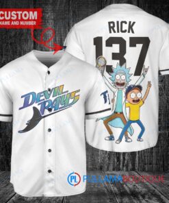 Tampa Bay Rays x Rick and Morty with Trophy Custom Baseball Jersey White Home Replica