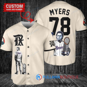 Texas Rangers x Halloween Michael Myers with Trophy Custom Baseball Jersey Cream