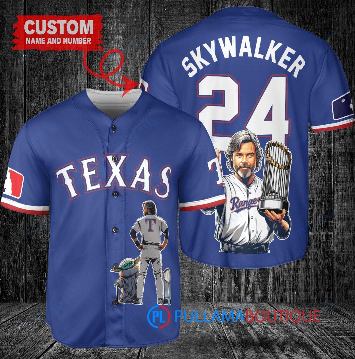 Texas Rangers x Luke Skywalker Star Wars with Trophy Custom Baseball Jersey Royal
