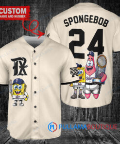 Texas Rangers x SpongeBob SquarePants with Trophy Custom Baseball Jersey Cream